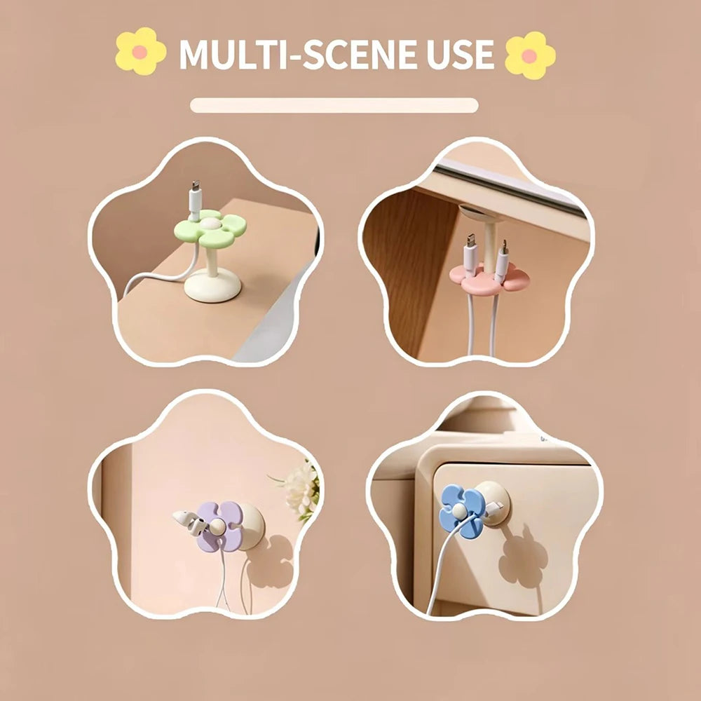 Flower Desktop Fixed Cable Organizer Silicone Wire Sorting Storage
