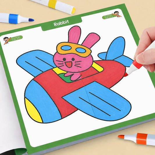 32-Page Fun Painting Symmetry Coloring Book Cute Half-finished Animal Peaceful Pleasures Health and Wellness