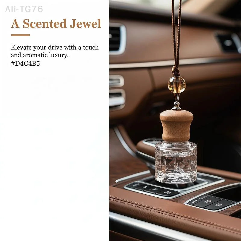 Glass Car Hanging Aromatherapy Diffuser Bottle | Wooden Cap