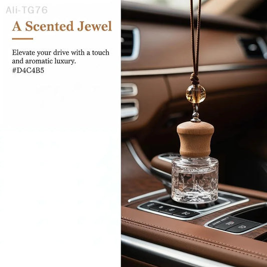 Glass Car Hanging Aromatherapy Diffuser Bottle | Wooden Cap Aromatherapy Diffuser Bottle Peaceful Pleasures Health and Wellness