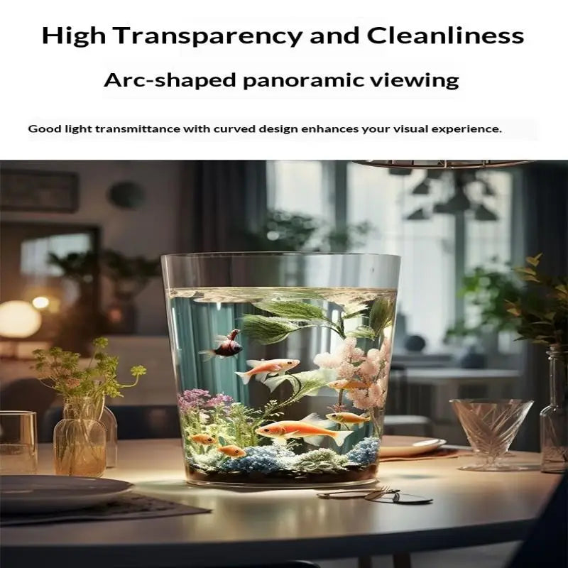 Mini Desktop Acrylic Fish Tank with Decor Plants – Kids & Class