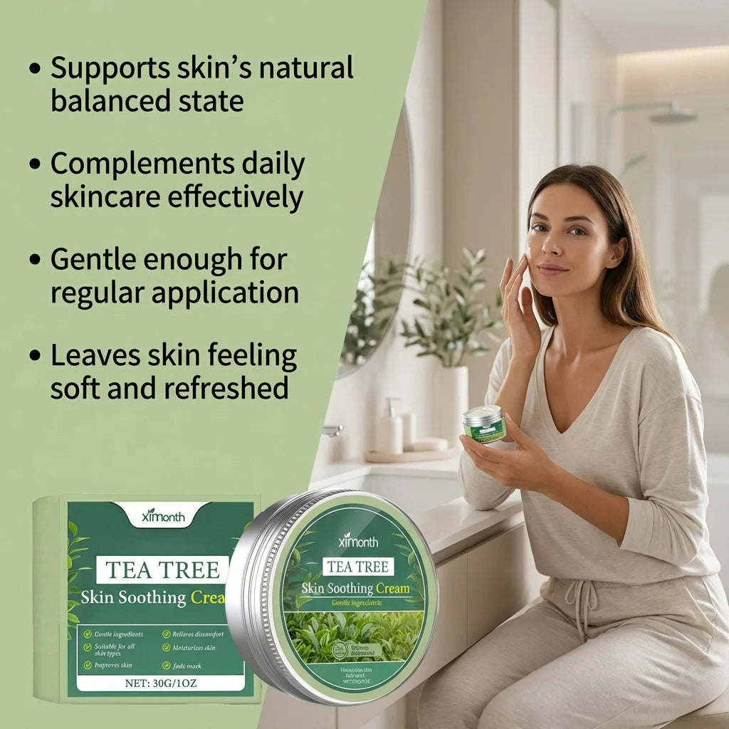 Tea Tree Soothing Cream Hydrating Stabilizing Repair Barrier Protection Brightening Shrink Pores Smooth Refreshing Moisturizer Peaceful Pleasures Health and Wellness