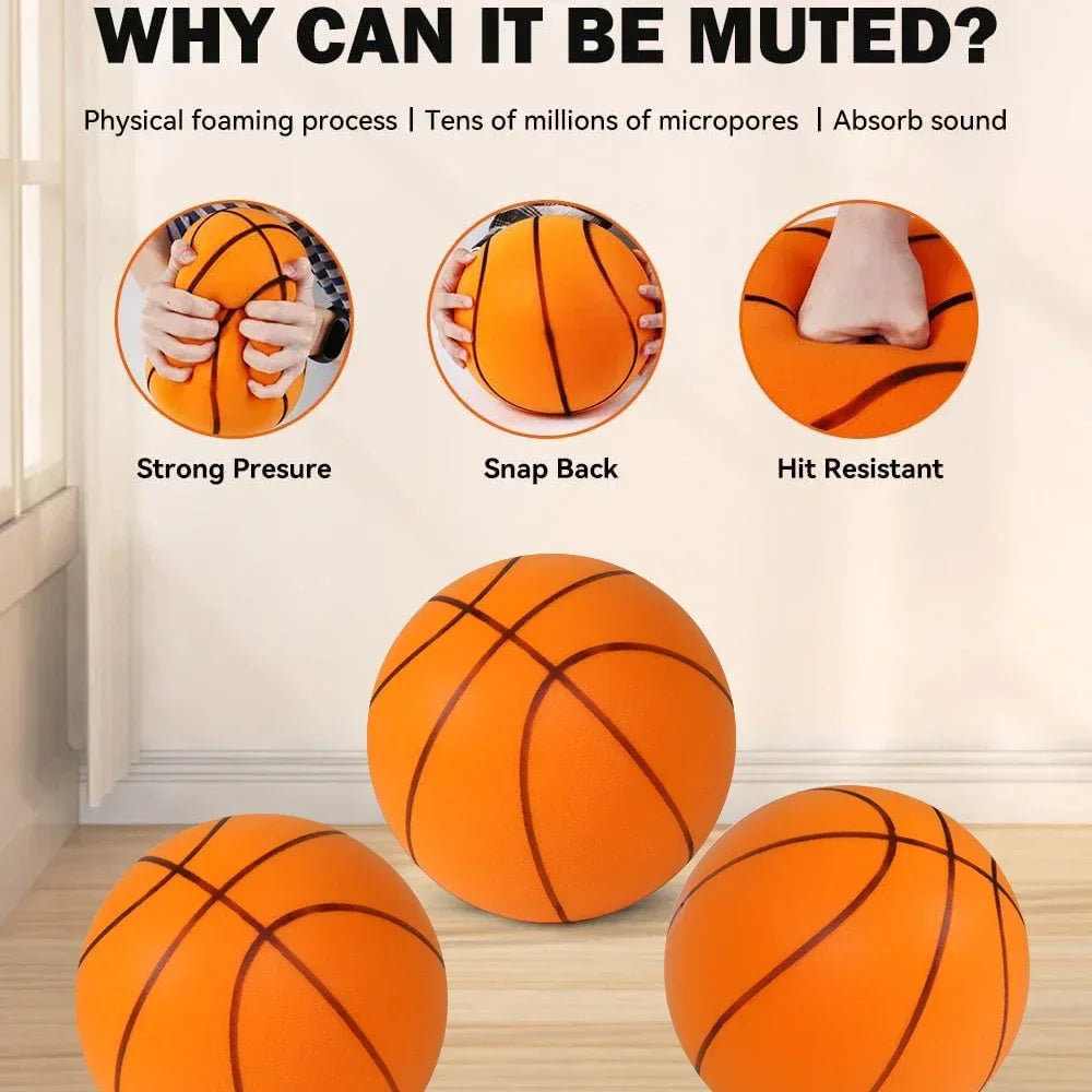 Kids Indoor Silent Foam Basketball – Noiseless Sports Ball Peaceful Pleasures Health and Wellness