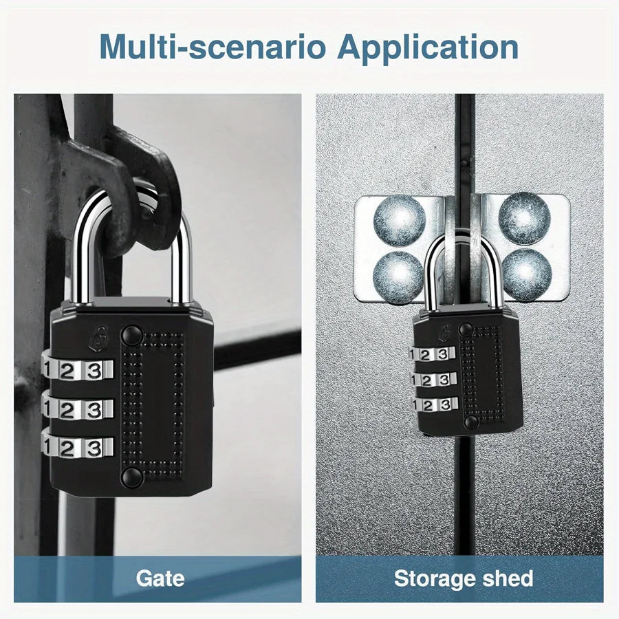 3-Pack 4-Digit Combination Padlock | Waterproof Keyless Lock