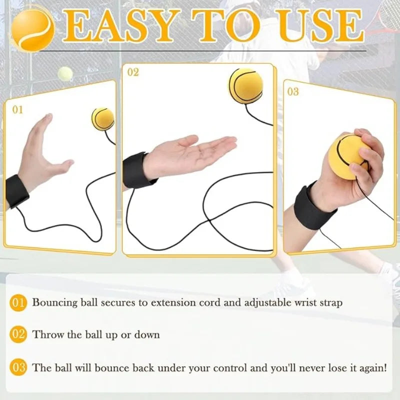Elastic Wrist Swing Ball Toy | PU Rubber Rebound Ball w/ Strap