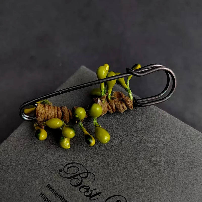 Large Vintage Fruit Plant Brooch Pin for Sweater & Cardigan