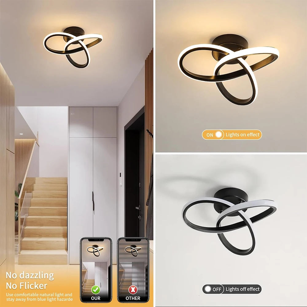 RUNTOIN 2-Ring LED Ceiling Light | Modern Hallway Chandelier