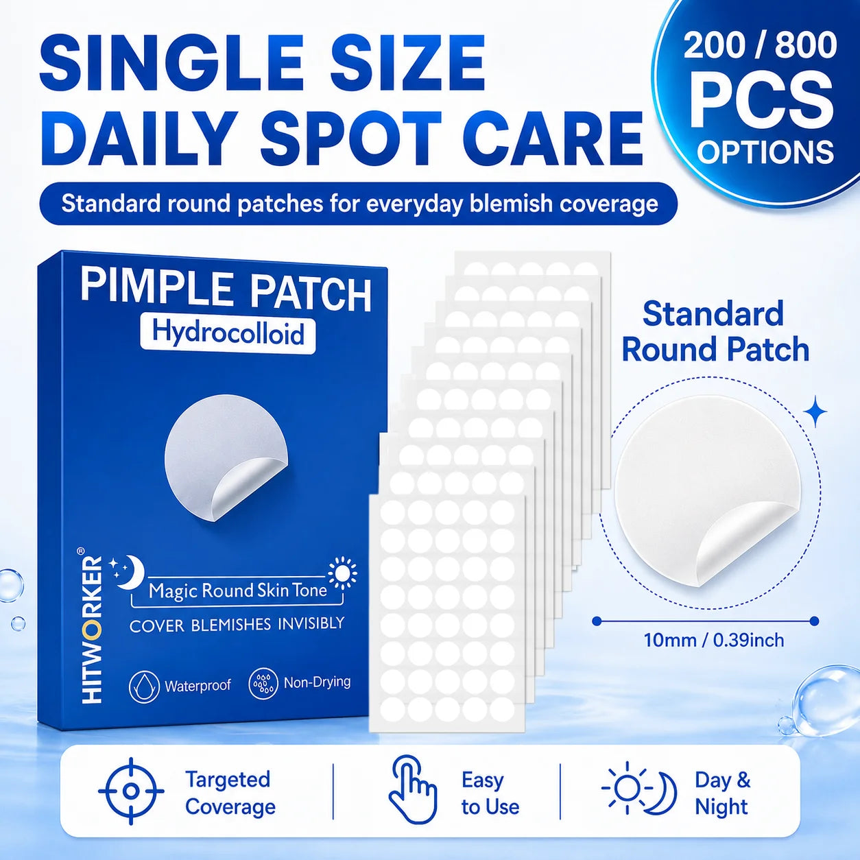 Hydrocolloid Pimple Patches – Invisible Acne Spot Stickers 200/800