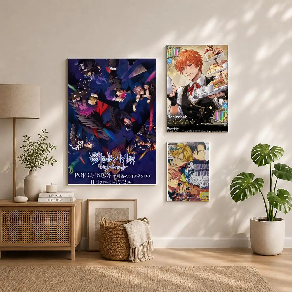 Game O-Obey Me!S Poster HD Self Adhesive Waterproof Wall Art Ideal for Home Office Dorm Bedroom Great Gift Peaceful Pleasures Health and Wellness