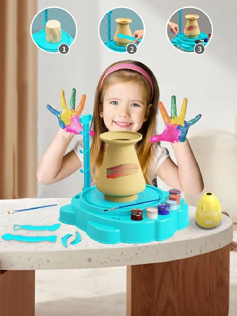 Electric Pottery Wheel with Manual Handle & Foot Pedal: For School Ceramic DIY and Art Craft Peaceful Pleasures Health and Wellness