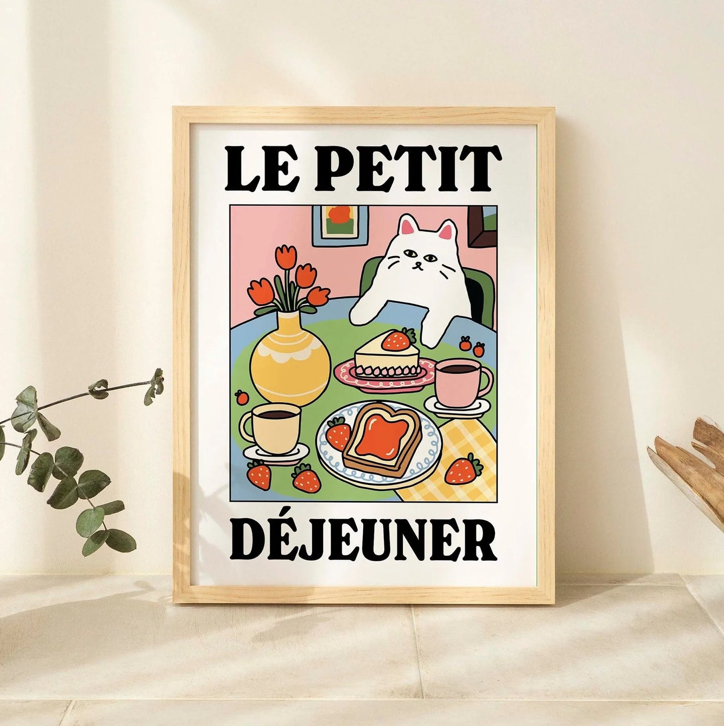 Funny Cat Canvas Wall Art | Spaghetti & Espresso Kitchen Decor