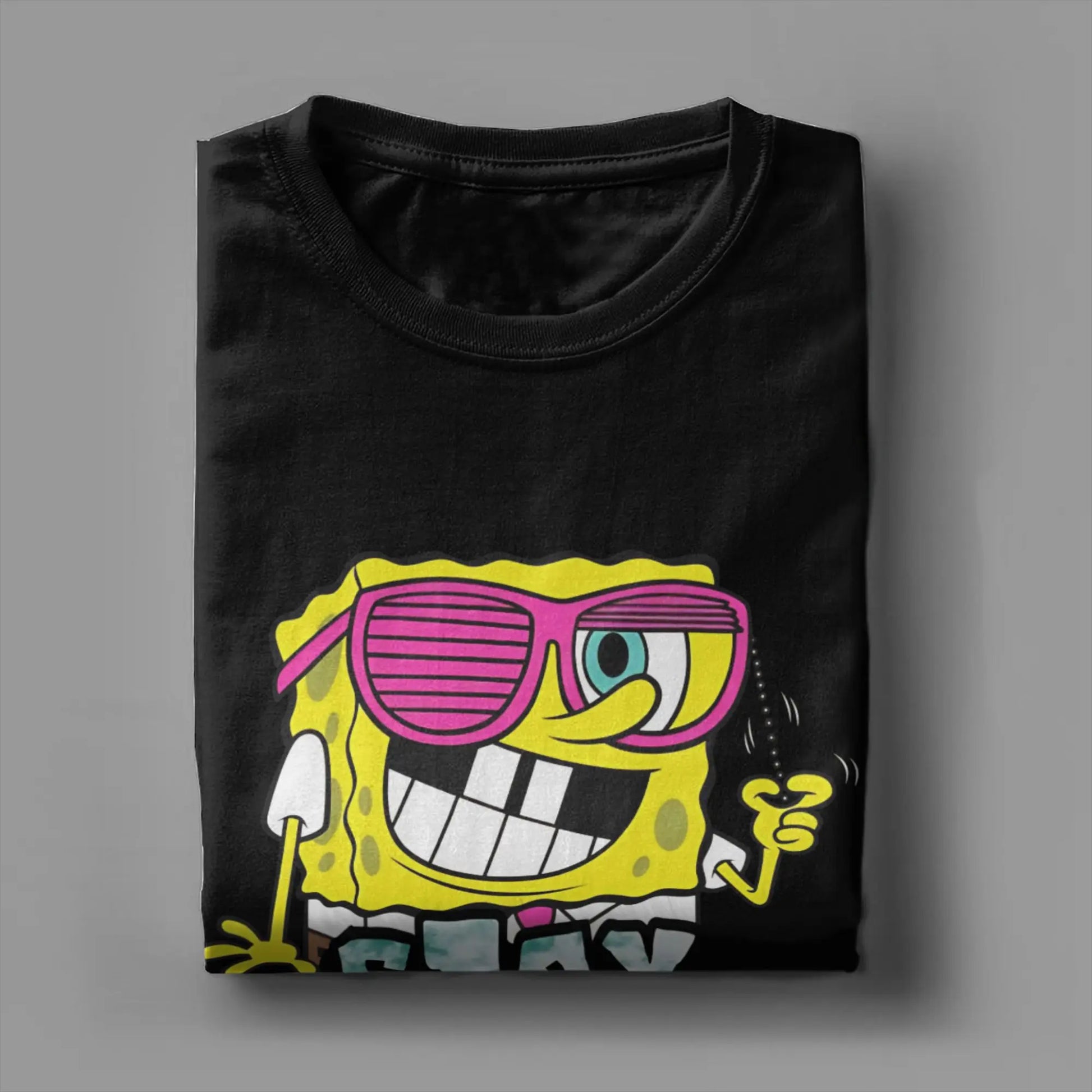 S-Spongebobs T Shirt Summer Stay Weird Pure Cotton T Shirts For Men Popular Casual Tshirt Short Sleeve Awesome Top Tees Peaceful Pleasures Health and Wellness