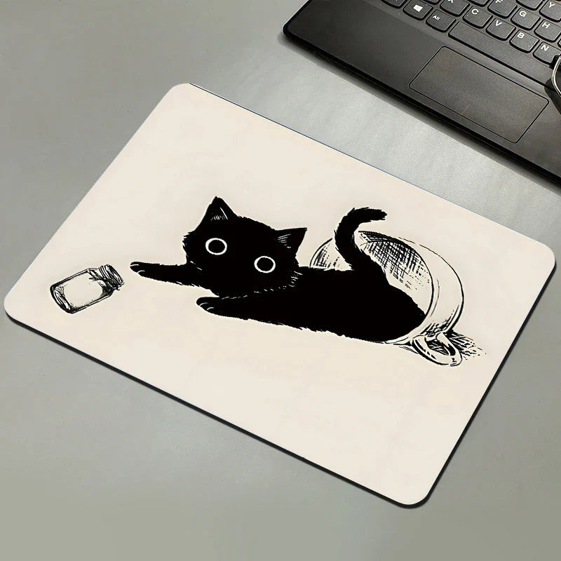 Black Cat Mousepad – Non-Slip Natural Rubber Desk Mat