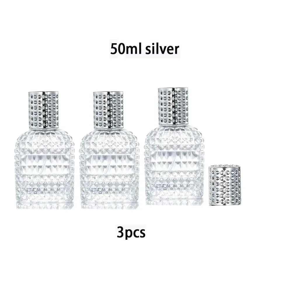 30/50ML Travel Perfume Atomizer 1/3Pcs Pineapple Shape Dispenser Refillable Transparent Spray Bottles Portable Travel Bottles Peaceful Pleasures Health and Wellness Glass 109-Silver-50mlX3