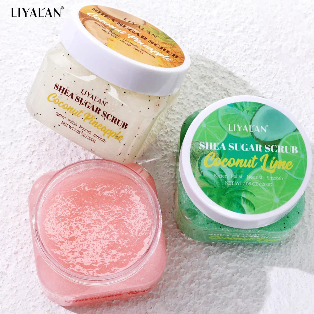 Shea Sugar Body Scrub – Moroccan Rose, Coconut Lime & Pineapple Peaceful Pleasures Health and Wellness