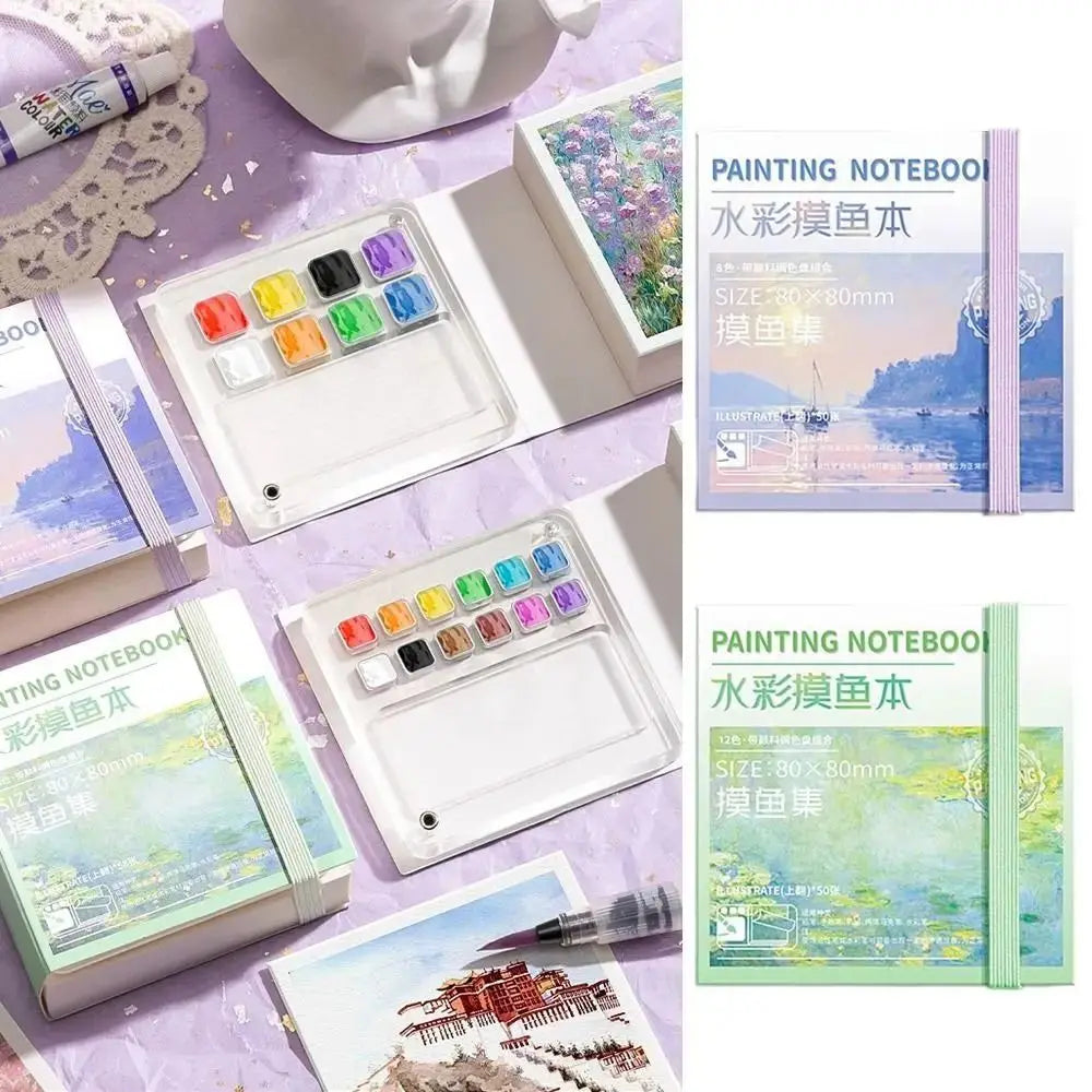 Acrylic Watercolor Paint Palette Set Mini Waterproof Travel Painting Tray Kit Portable with Tearable Book Empty Paint Box Artist Peaceful Pleasures Health and Wellness