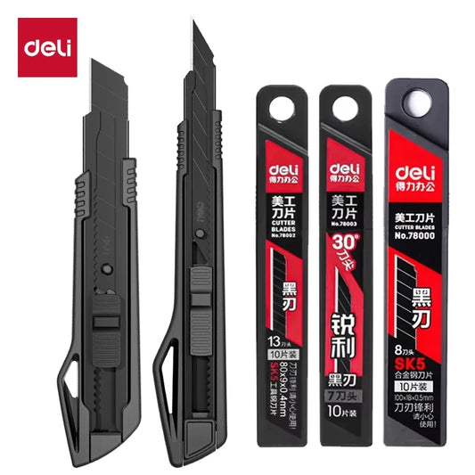 Deli Heavy Duty Utility Knife SK5 Steel 9mm/18mm Box Cutter Utility Knife Peaceful Pleasures Health and Wellness