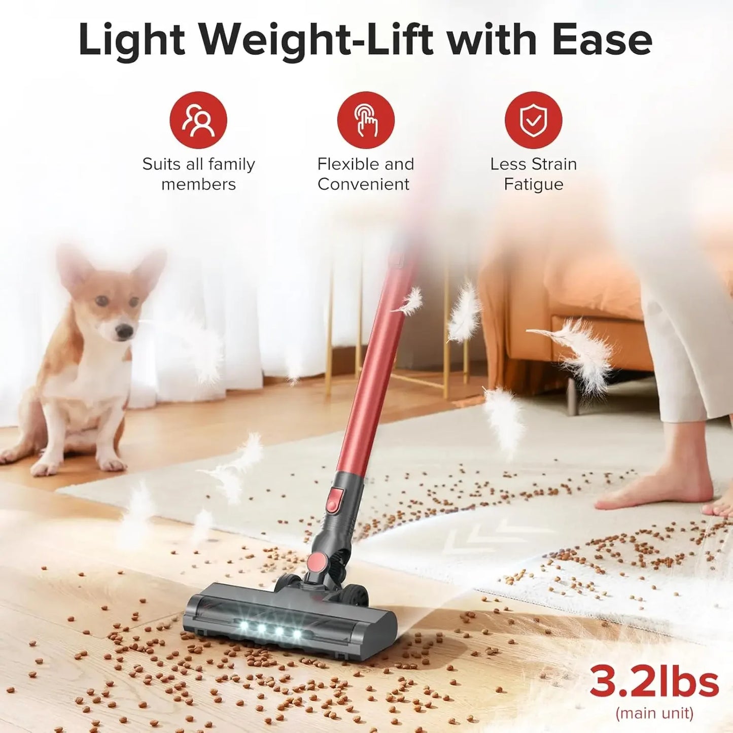 Self-Standing Cordless Stick Vacuum – 40KPA, 8-in-1, Anti-Tangle Vacuum Cleaners Peaceful Pleasures Health and Wellness