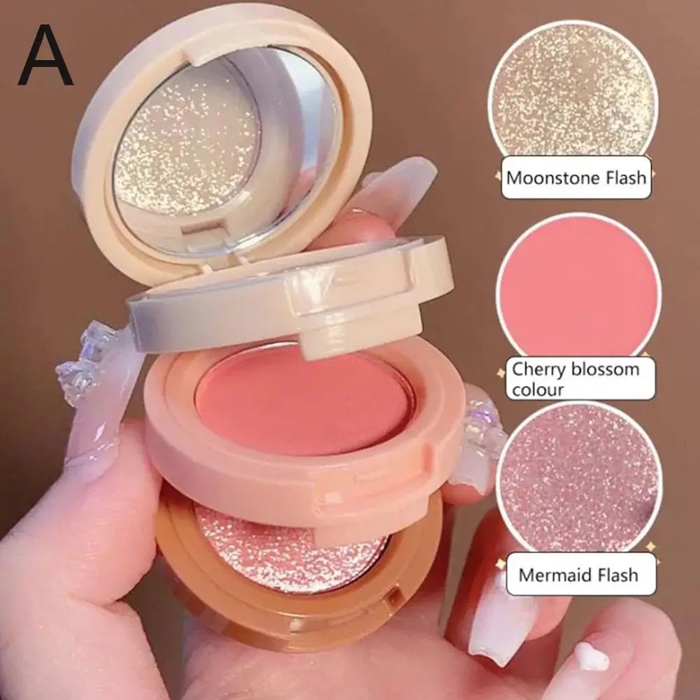 3-in-1 Blush Contour Highlighter Palette | Matte Waterproof
