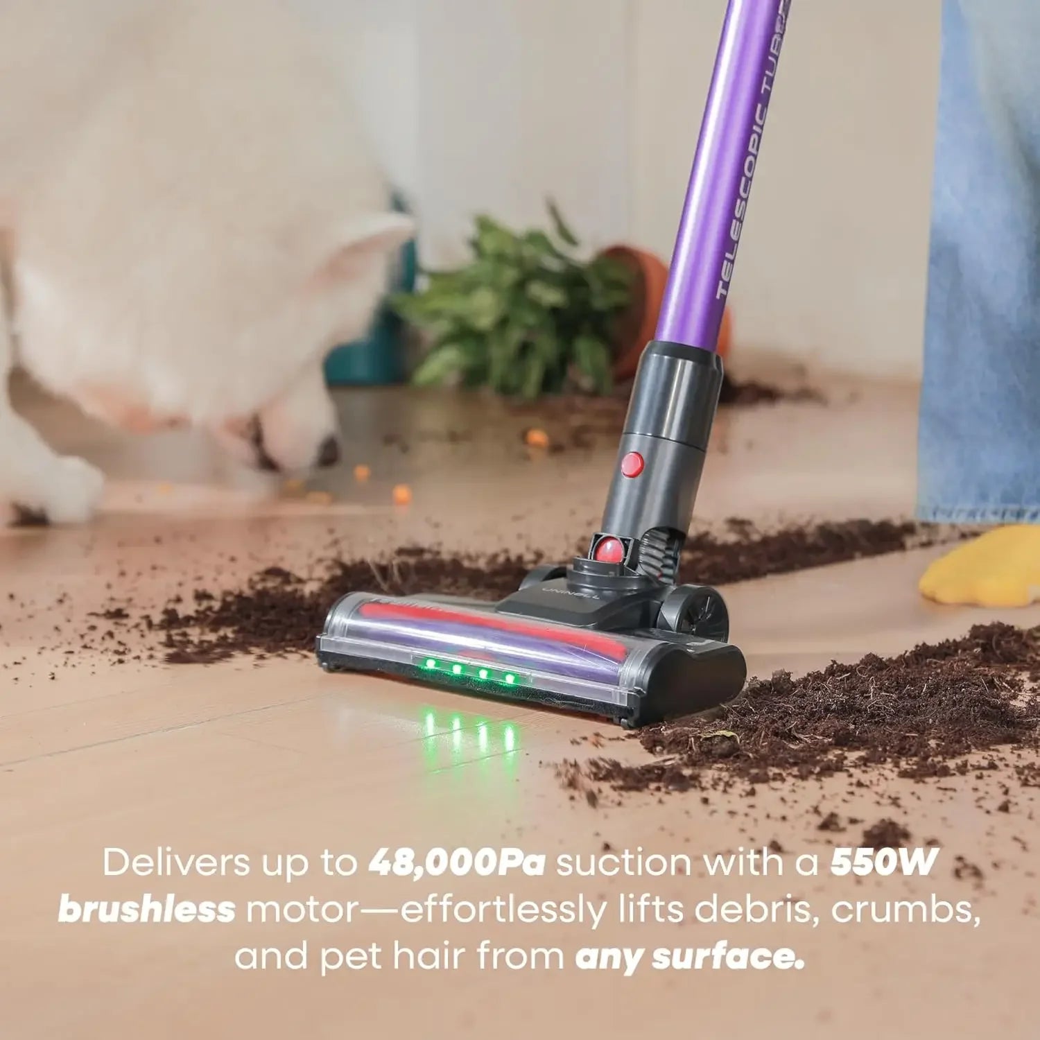 Powerful Cordless Vacuum Cleaner, 48000Pa Suction, 65-Min Runtime, Tangle-Free for Pet Hair, Lightweight & Self-Standing Peaceful Pleasures Health and Wellness