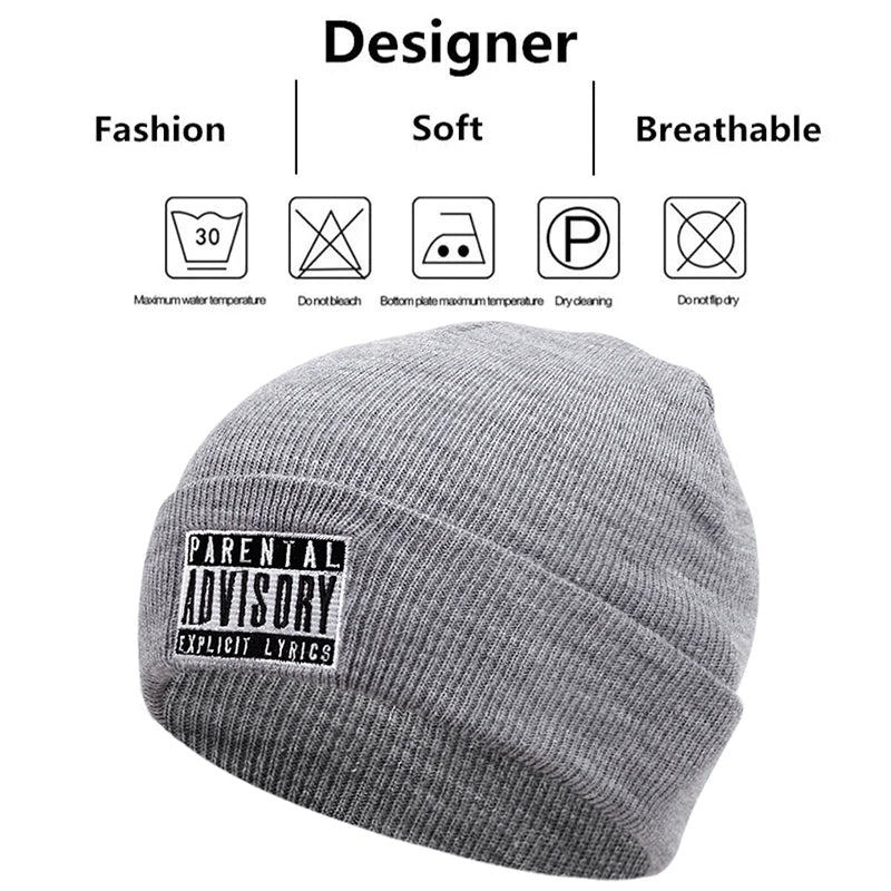 ADV Embroidery Knit Beanie Hat – Unisex Winter Skull Cap