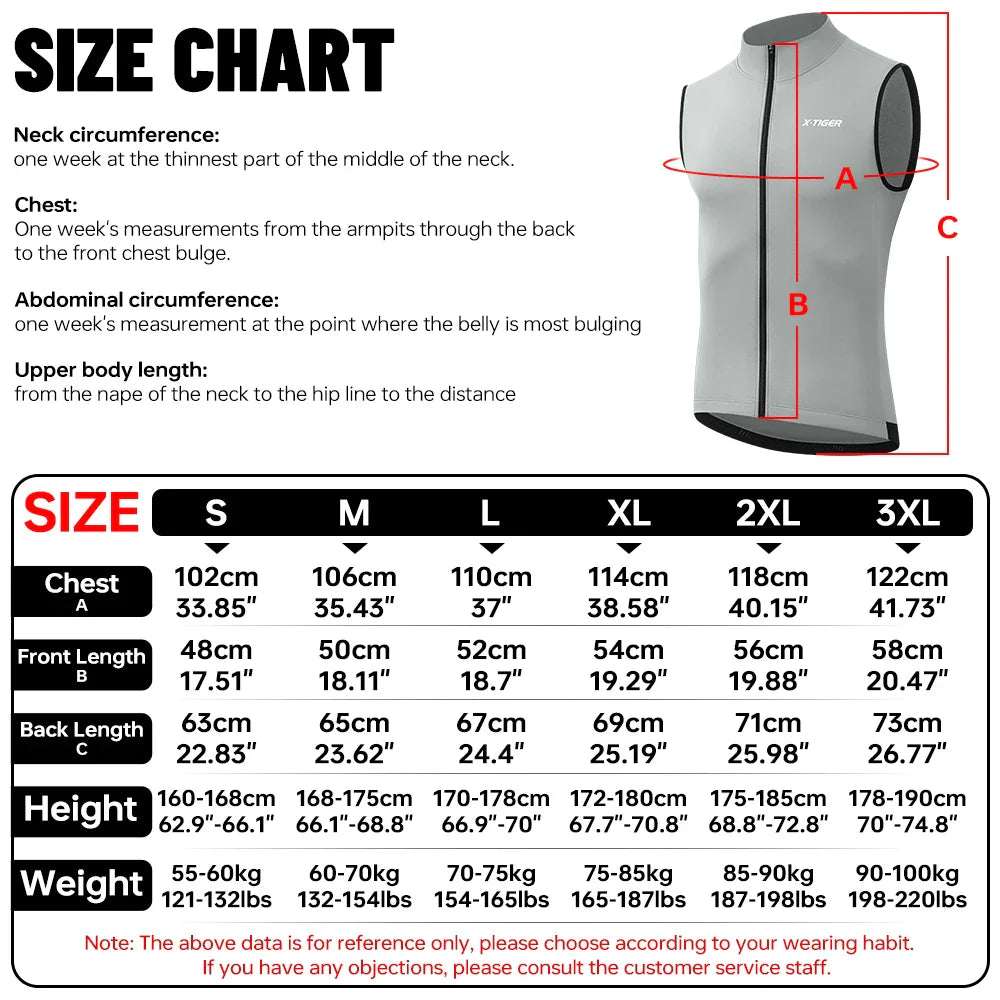 X-TIGER Winter Fleece Cycling Vest – Windproof Thermal Gilet
