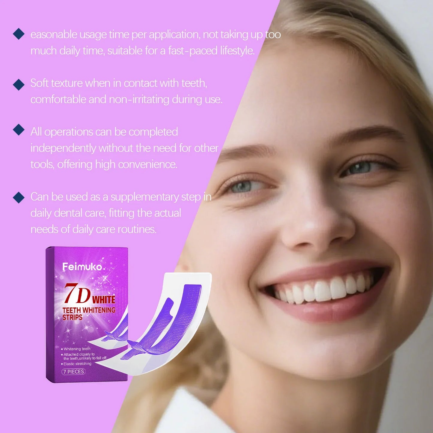 FEIMUKO 7D Teeth Whitening Strips – Sensitive Teeth, 7pc