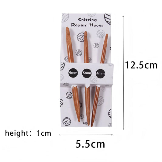 Natural Wooden Eagle Beak Crochet Hooks Set 4mm 5mm 6mm | 3-Piece Crochet Hook Set Peaceful Pleasures Health and Wellness A