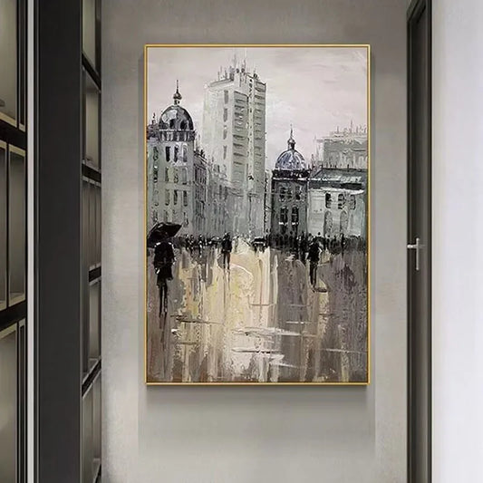 Modern Simplicity Parisian Street Scenery Handmade Oil Painting, Living Room Decoration, Sofa Background, Hanging Painting Peaceful Pleasures Health and Wellness No frame 1 120cmx240cm