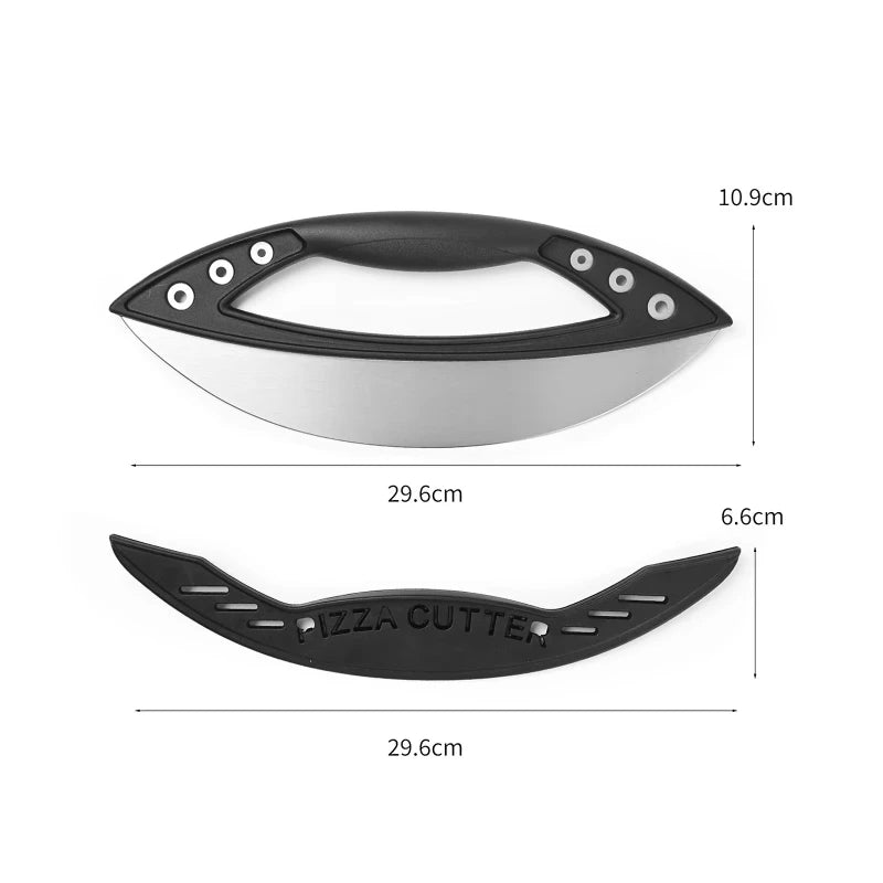 Semi-Circular Cutting Pizza Cut Vanilla with Knife Stainless Steel Slicer Knife with Blade Cover Premium Kitchen Pizza Tools Peaceful Pleasures Health and Wellness