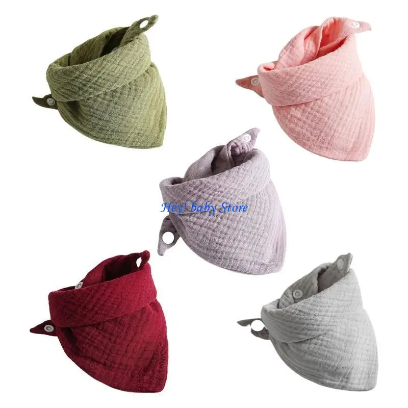 5-Pack Muslin Cotton Baby Bibs | Soft Snap Triangle Drool Bibs