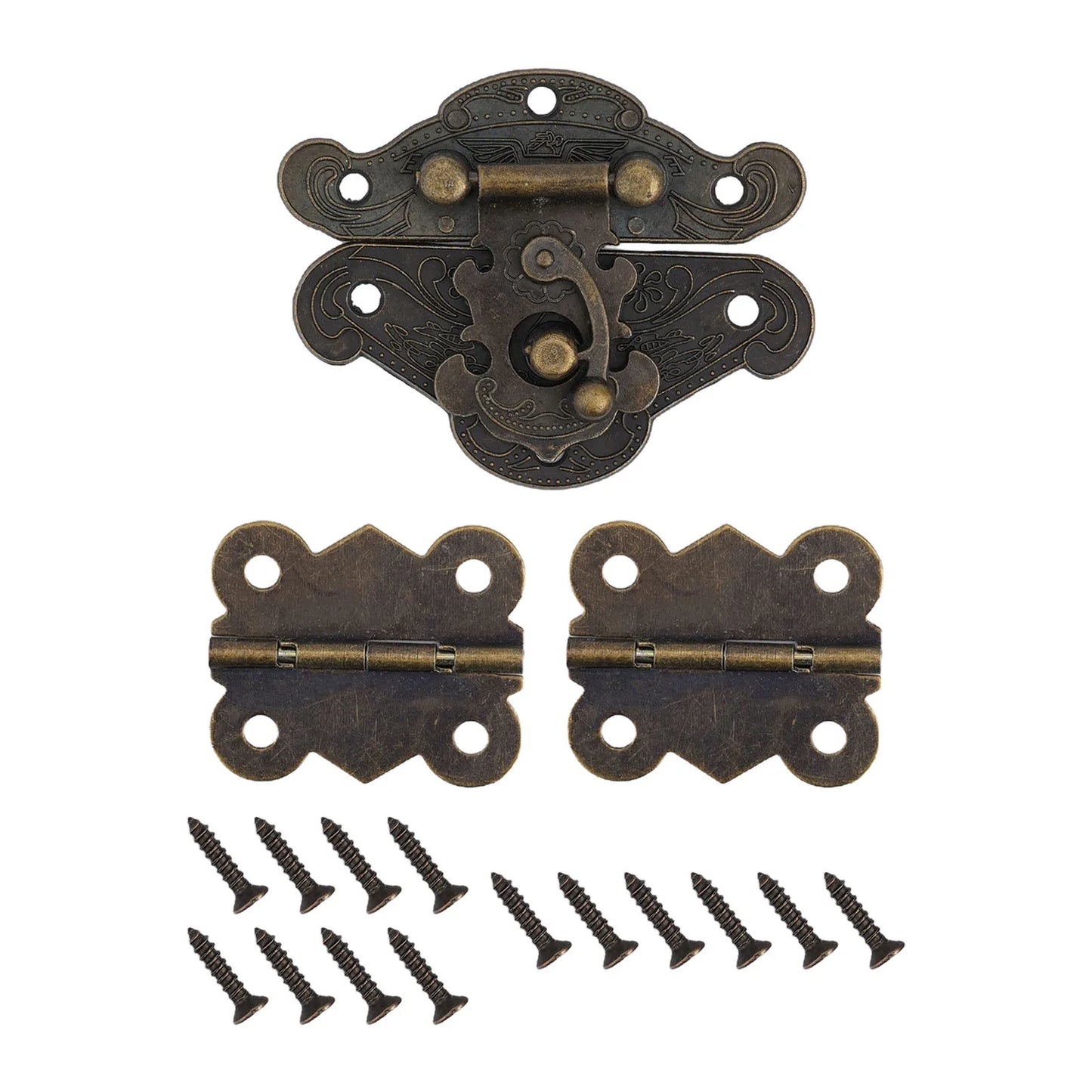 Antique Bronze Cabinet Hinge & Hasp Kit | Zinc Alloy Hardware
