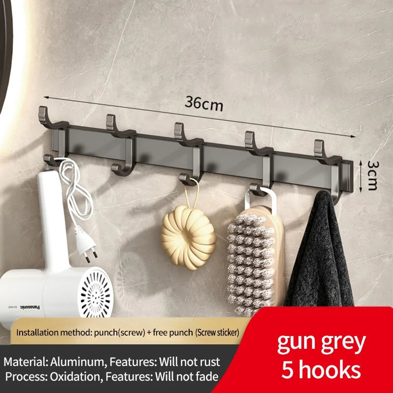 No-Drill Adjustable Door Hooks – 6-Pack Aluminum Bathroom Hooks