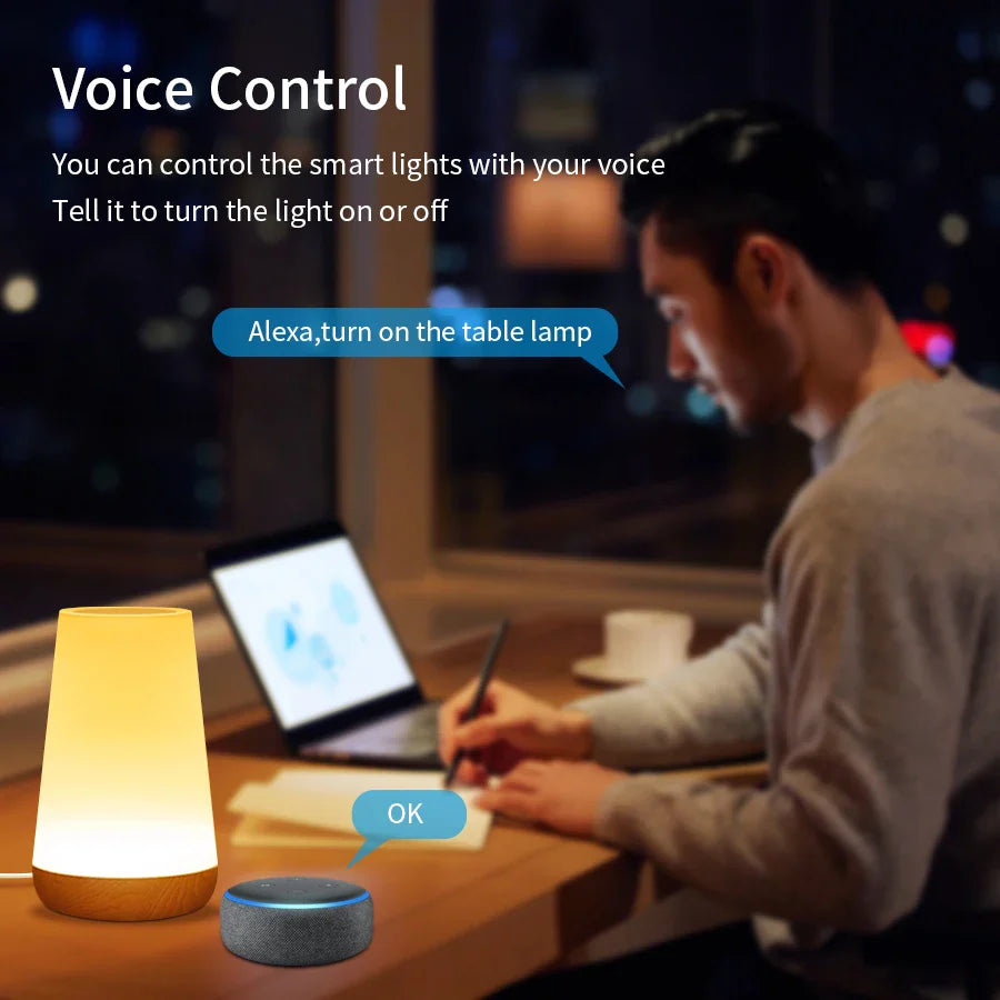 Tuya Smart WiFi RGB LED Table Lamp – Touch Dimming Night Light