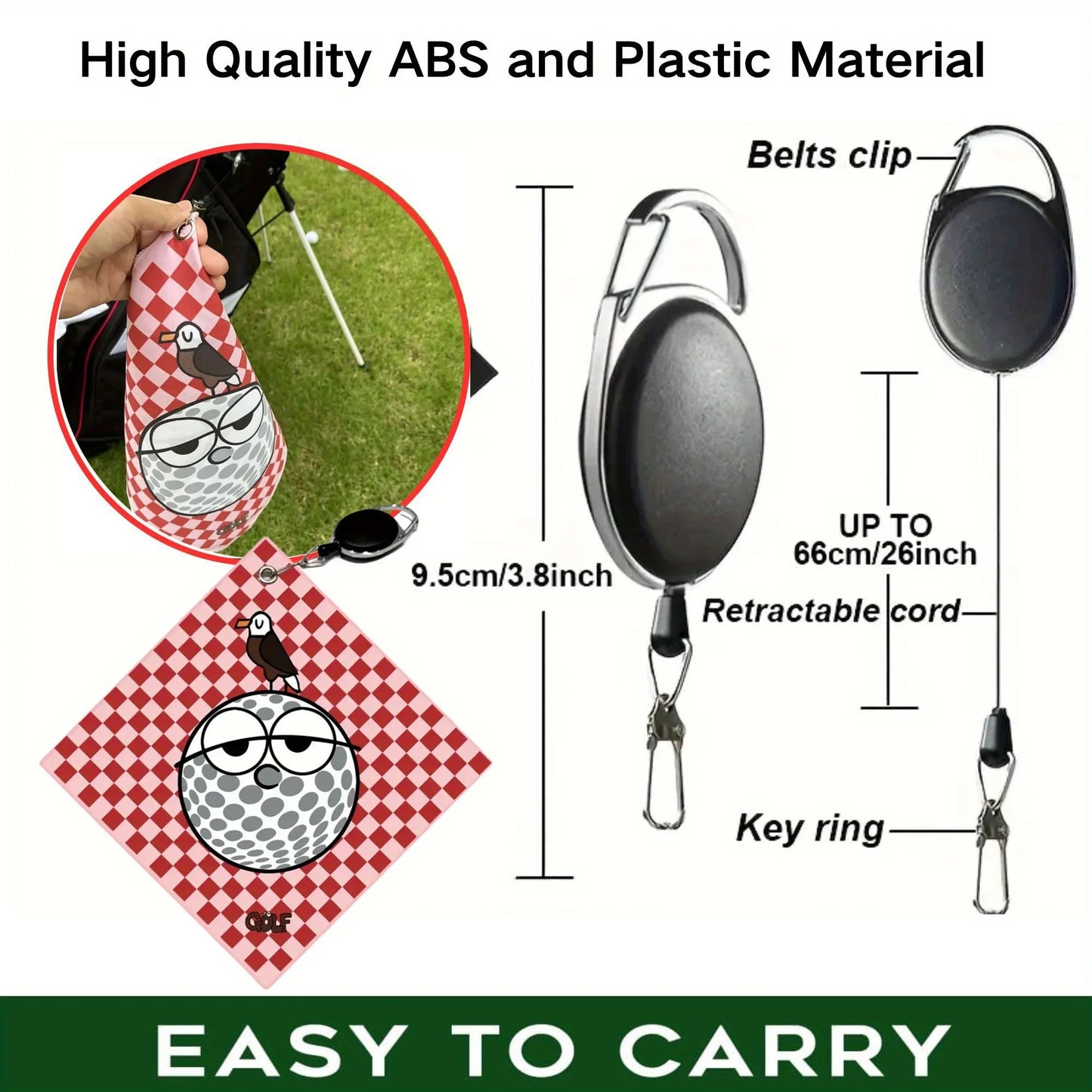Double-Sided Golf Towels with Telescopic Hook – Set of 2