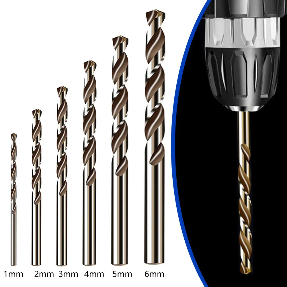 6-Piece HSS M35 Cobalt Drill Bit Set – 1mm–6mm Metal Drilling