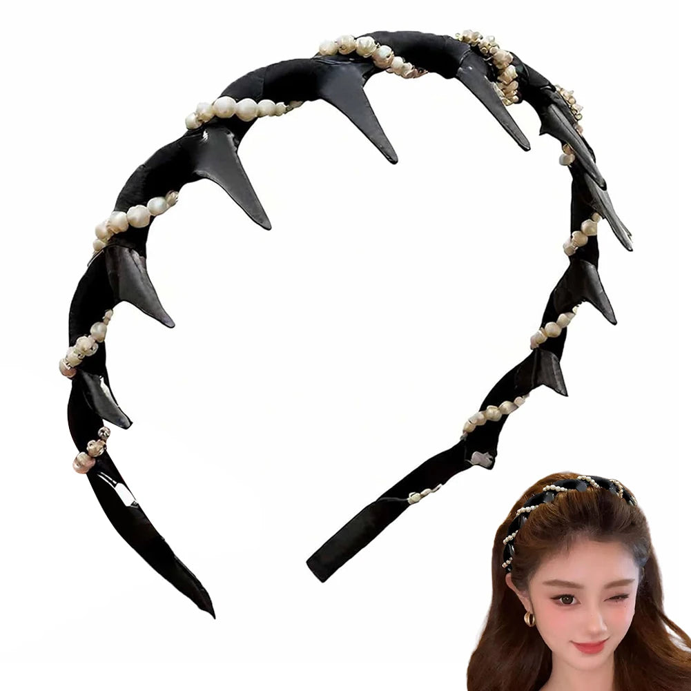 Pearl and shark tooth hairband for women