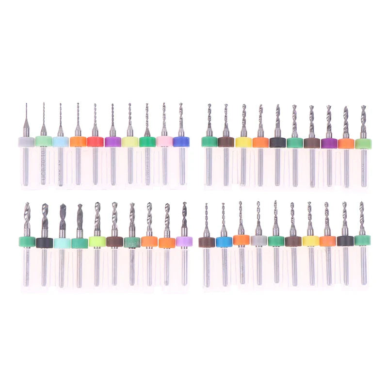 PCB Micro Drill Bit Set – 10pc Tungsten Carbide CNC Bits
