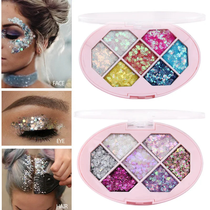 CmaaDu 7-Color Glitter Eyeshadow Palette – Pearl Shimmer Highlighter