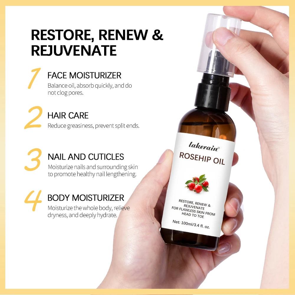 Organic Rosehip Oil Rose Hips Face Oils 30ml Fast-Absorbing Skin Care Moisturizer Face Oil Organic Rosehip Seed Oil Essence Peaceful Pleasures Health and Wellness