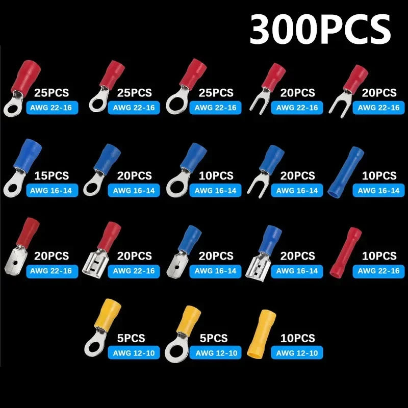 102/300 Pcs Crimp Terminal Wire Connector Kit – Spade & Butt Peaceful Pleasures Health and Wellness