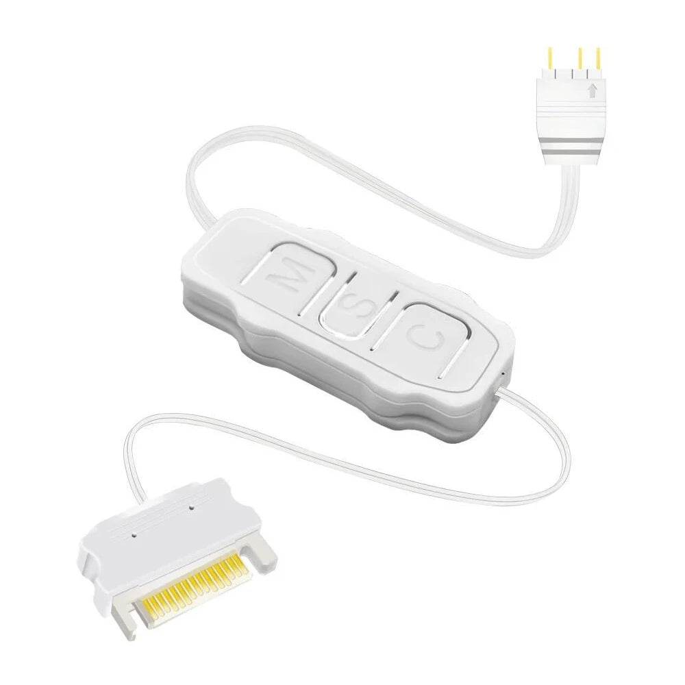 ARGB Mini Controller 5V 3 Pin to SATA Power Supply Adapter Cable RGB SYNC Control for PC Fan Cooling Fan Light Strip Peaceful Pleasures Health and Wellness WHITE