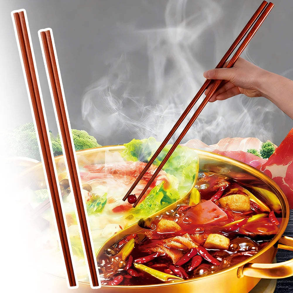 Long Wooden Chinese Chopsticks Hot Pot Kitchen Frying Chopsticks Premium Wenge Wood Extra Long Kitchen Cooking Chopsticks Peaceful Pleasures Health and Wellness