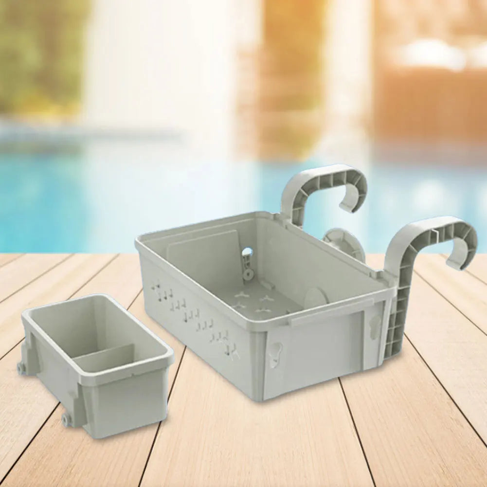 Above Ground Pool Storage Basket with Cup Holders Peaceful Pleasures Health and Wellness United States