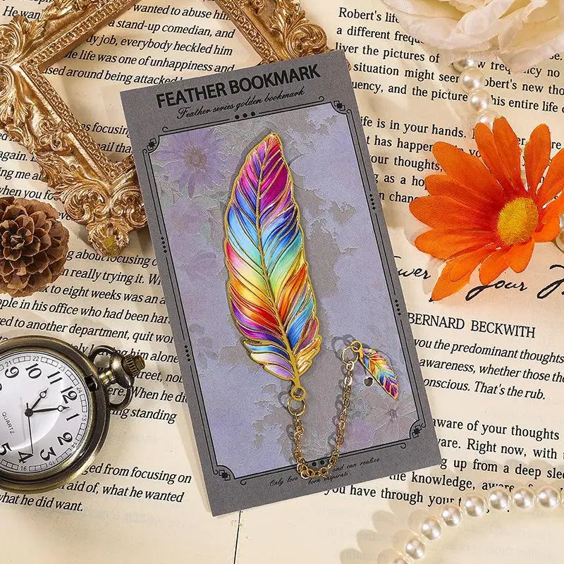 Vintage Gold Metal Bookmark with Chain Pendant | Page Divider