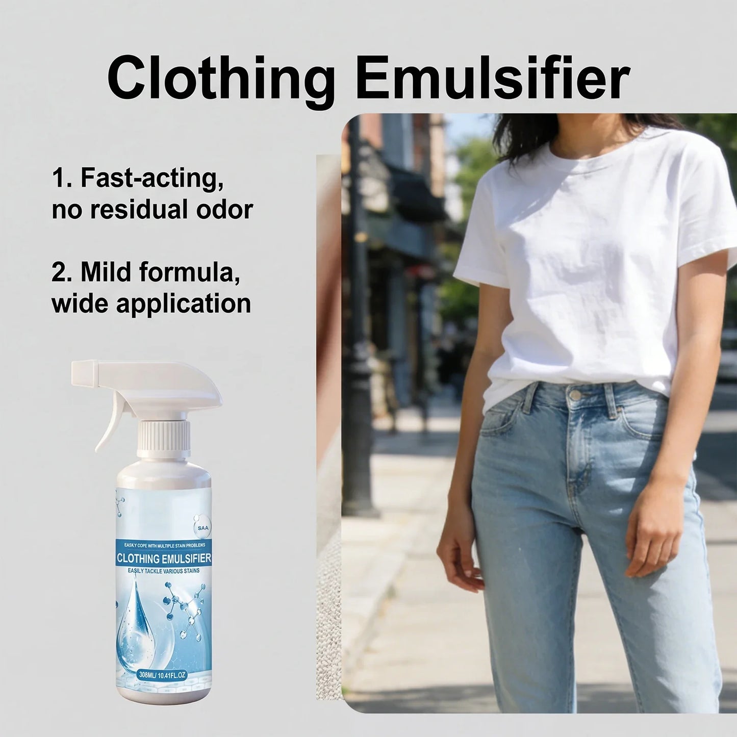 Clothes Stain Remover Spray 308ml – Fabric-Safe Laundry Cleaner