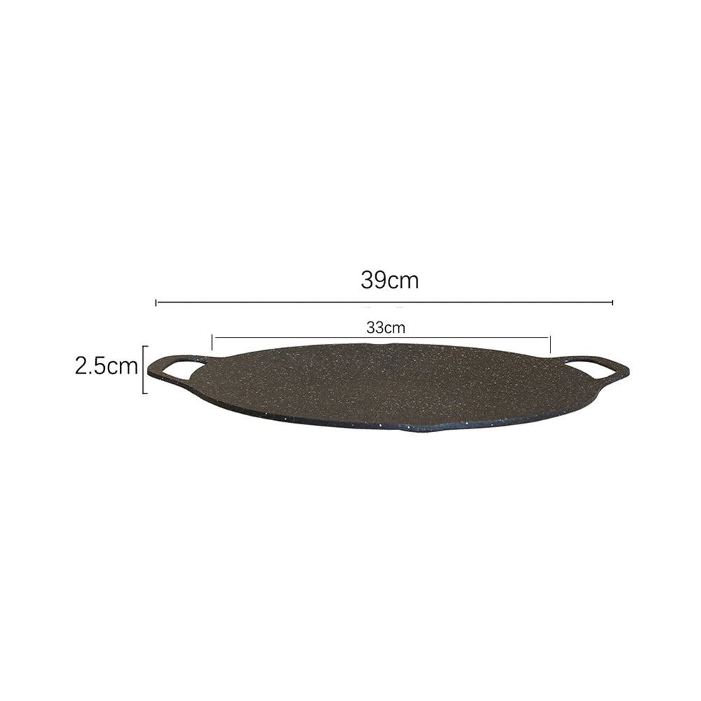 Outdoor Grill Pan Korean Roastig Frying Pan Non-stick Barbecue Plate gas furnace BBQ Baking Tray Camping Kitchen Bakeware Peaceful Pleasures Health and Wellness Size 33cm