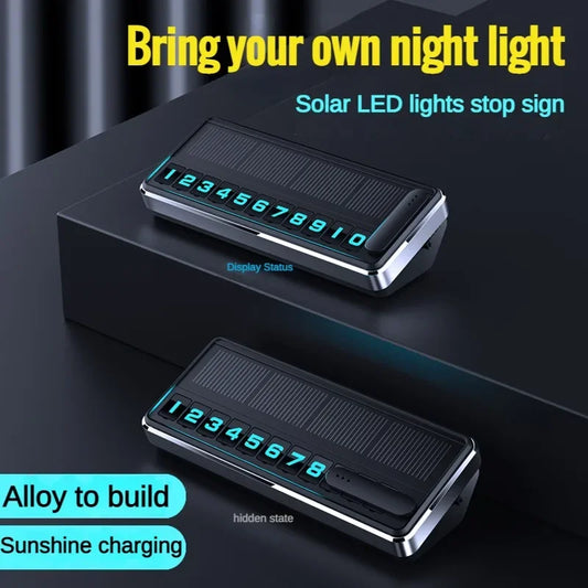Solar Car Phone Number Plate Led Lighting Temporary Parking Card Hidden Plates Car Park Stop Multiple Number Parking Gadgets Peaceful Pleasures Health and Wellness