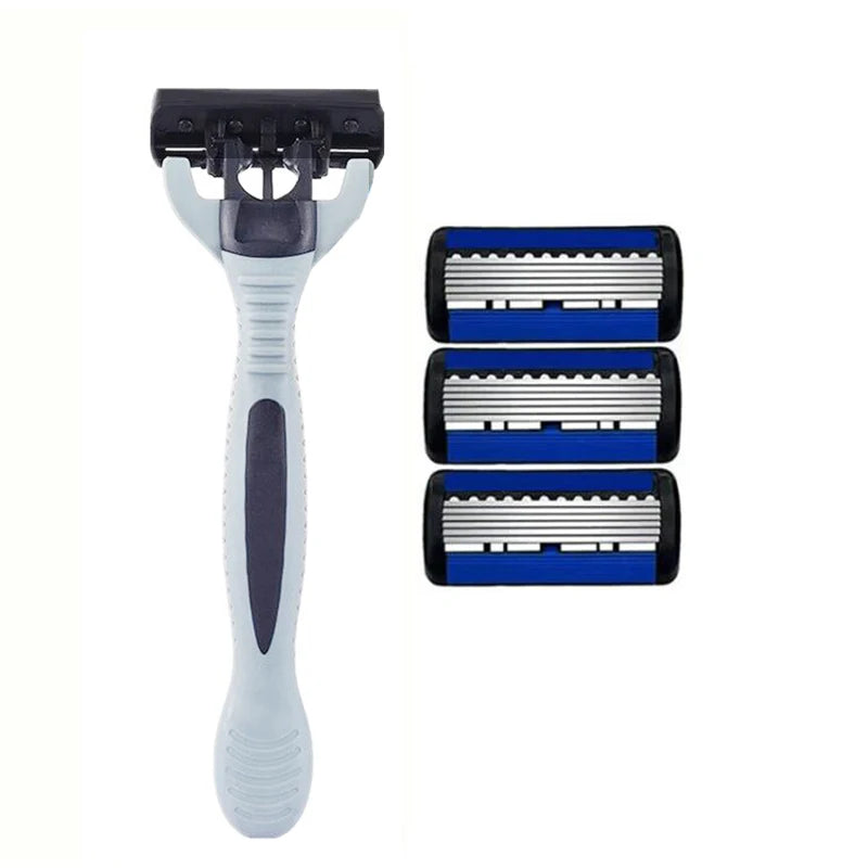 Men's 6-Layer Stainless Steel Safety Razor – Replaceable Head