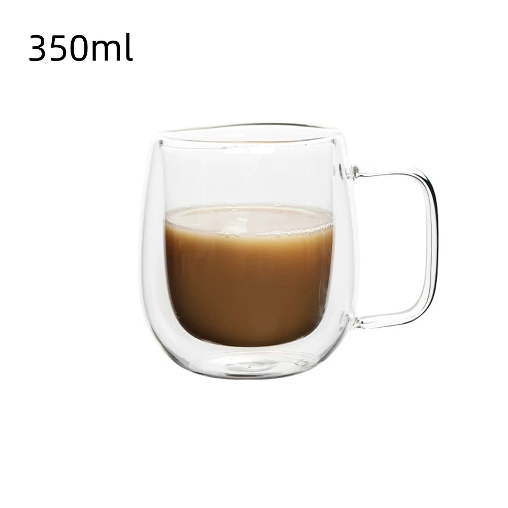 Double Wall Glass Coffee Cup with Handle – Insulated Espresso